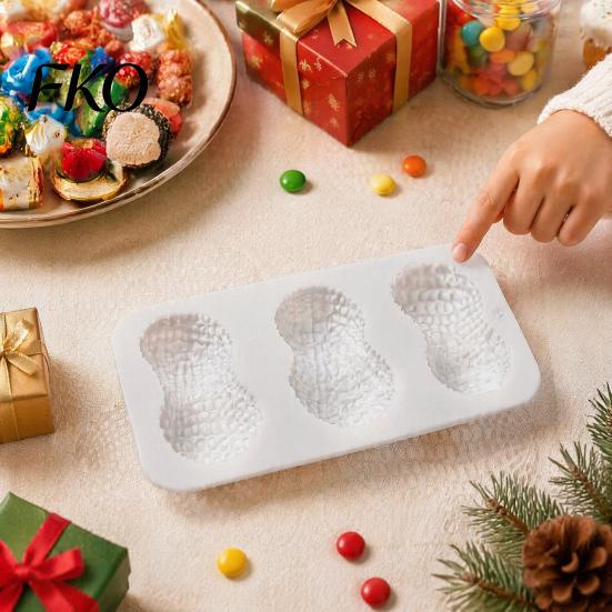 Molde de Silicona con Forma de Cacahuete para Repostería Casera, con 3 Cavidades, Bandeja Flexible Antiadherente, para Chocolate Casero, Mousse, Pastel, Galleta, Galleta, Postre