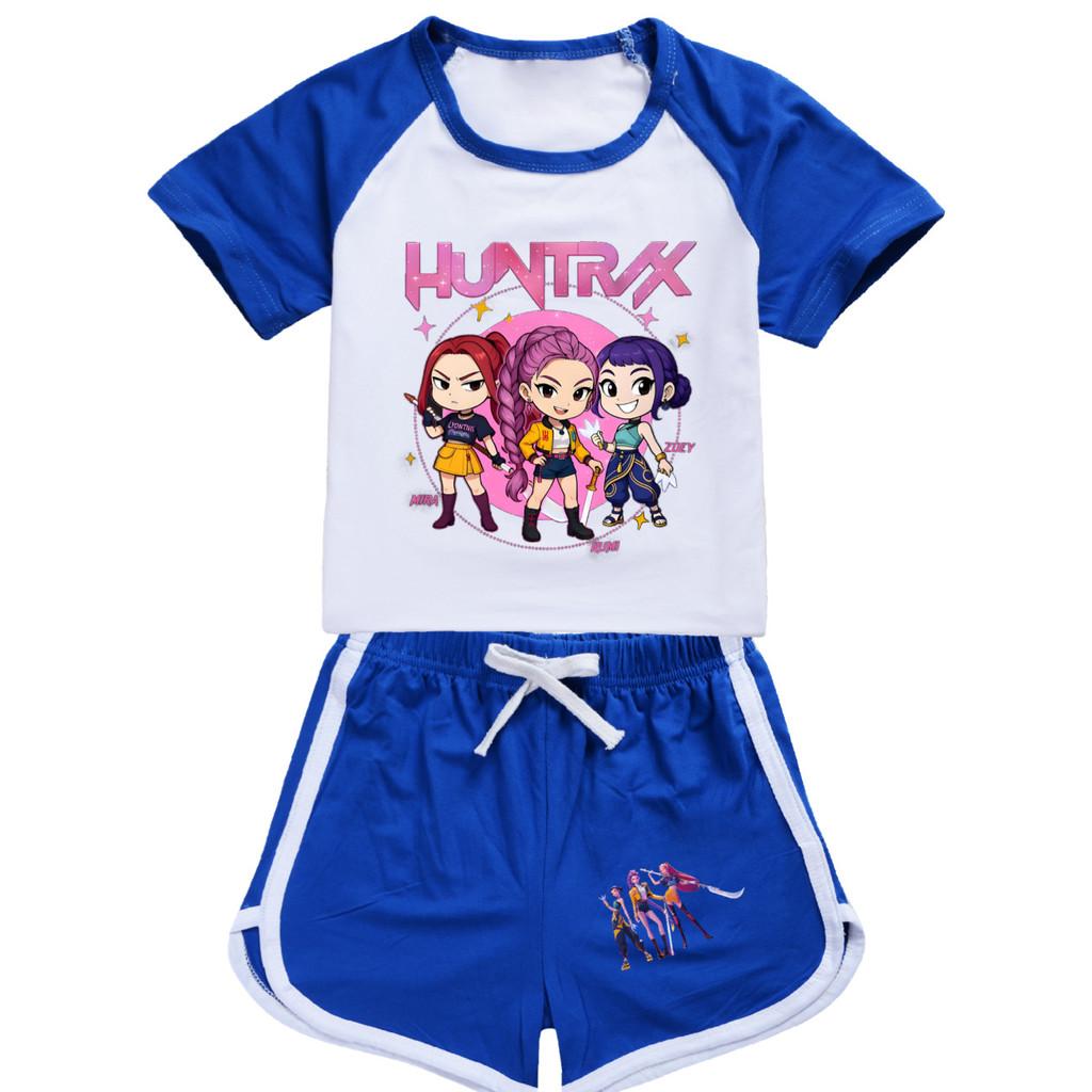 5033 Kids Girls POP Rumi Zoey Mira Print T-shirt Shorts Sport Tracksuit Clothes Set
