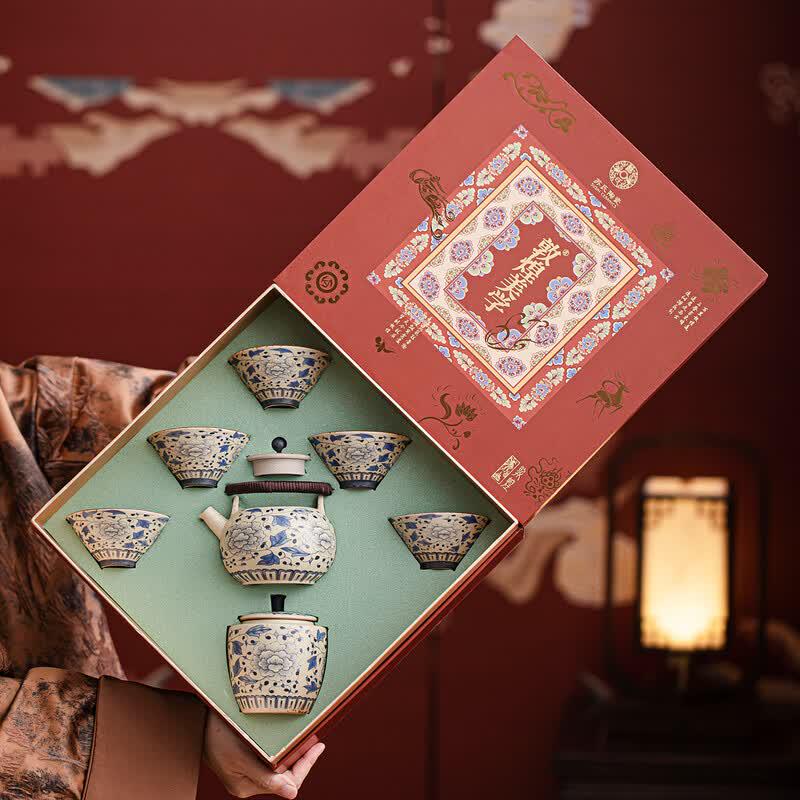 Sushiceramics Dunhuang Silk Road Blue & White Ceramic Tea Set