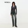 MO&Co. Women's Slim Fit Diagonal Knit Long Sleeve Top