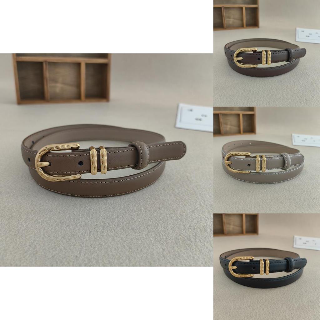 Solid Color Leather Womens Double Layer Belt For Casual And Office Wear With Classic Buckle