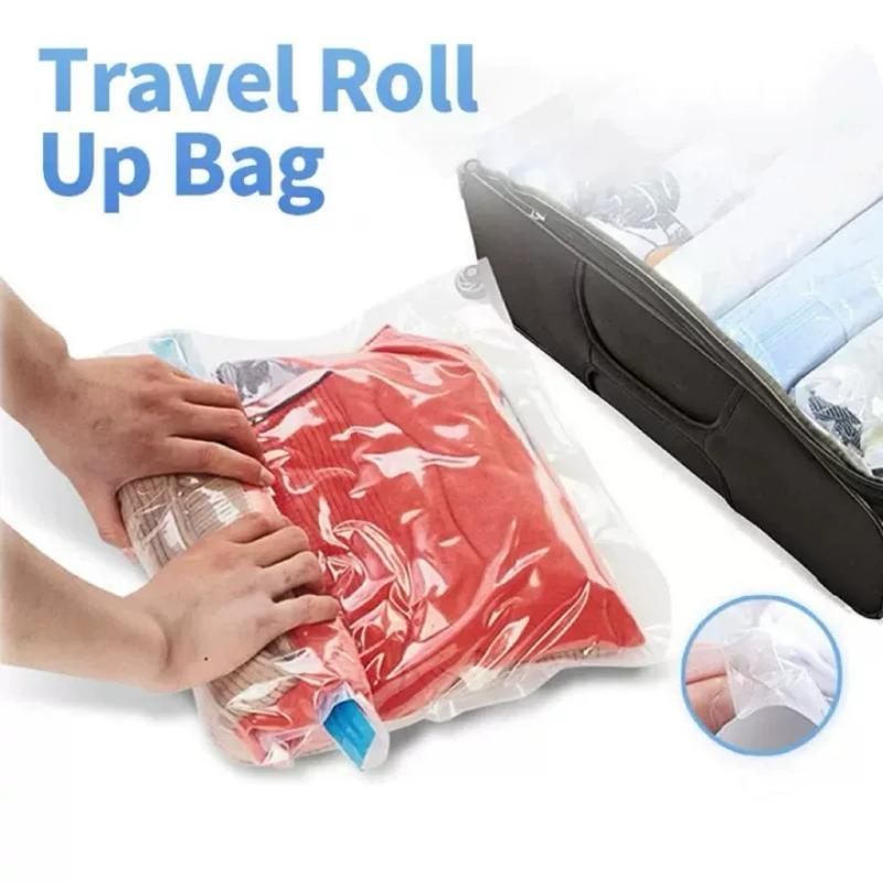 Travel Compression Bags, Roll Up Travel Space Saver Bags for Luggage, Cruise Ship Essentials Cothes, Folding Compressed Bag