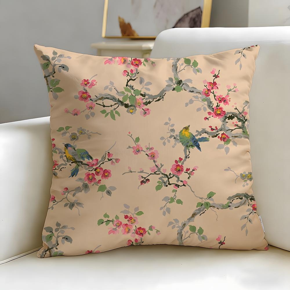 Classic Art Theme Lovely Bird Pattern Cushion Cover Soft & Easy-Wash Pillow Case – Versatile for Couch, Bed, Travel and Office