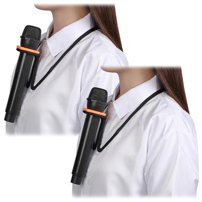 SALUDABLE Microphone Stand with Neck Strap for and Emceeing Magic, Seminars, Demonstrations, (2-Pack)
