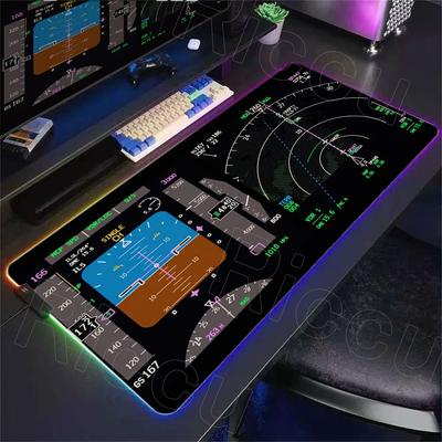 RGB Desk Mat Aviation Theme Mouse Pad Large Rubber Anti-slip Aircraft Dashboard Mousepad Office and Gamr Keyboard Mats Decor Mat