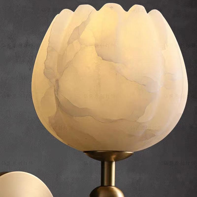 Natural marble LED wall lamp flower shaped brass E14 bulb Nordic luxury living room staircase wall lamp bedroom lighting fixture