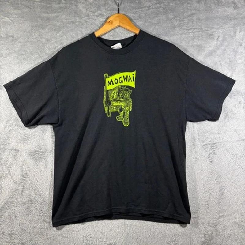 Mogwai Vintage Neongrün Grafik Post Rock T-Shirt