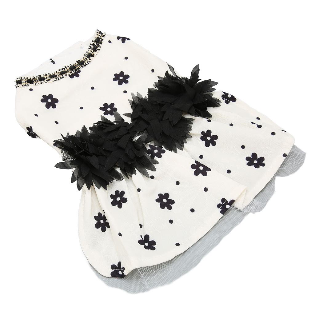 Pet Dog Dress Soft Comfortable Breathable Black Floral Pet Princess Dress for Small Pets Beige XL