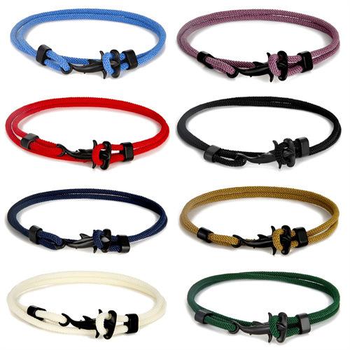 Small Fresh Black Small Hammerhead Shark Bracelet Milan Rope Multi-Turn Adjustable Hand Rope Worker