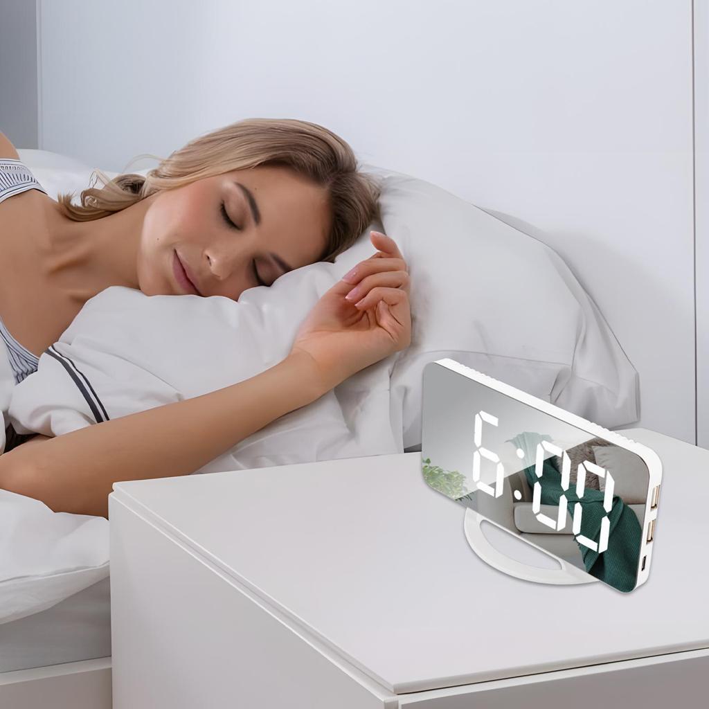 Mirror Multifunctional Alarm Clock Intelligent Makeup Mirror Clock Simple Desk Automatic Photosensitive Electronic Table Clock