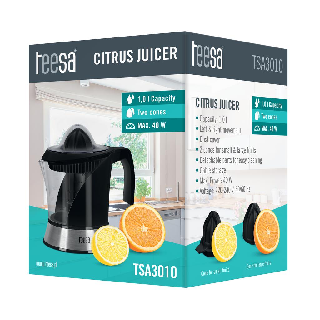 Teesa Citrus Juicer, Two Cones, Strong and Durable, 40W, 1L