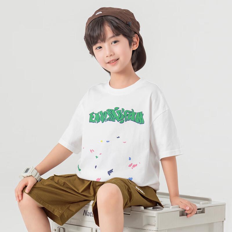 Boys' Cooling Cotton Short-Sleeve T-Shirt with Graffiti Print