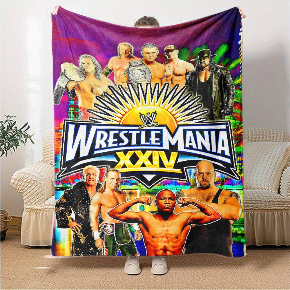 Wrestlemania Blanket Soft Warm Cozy Great for Seaside Sofa Bedding Four Seasons Multipurpose Stylish Decor Ideal Gift for Friends Family Couples Picni