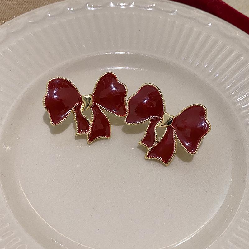 

Праздничные красные серьги-кисточки из серебряной иглы - Ретро нишевые высококлассные серьги-гвоздики для Нового года