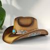 Western Cowboy Embroidered Straw Hat with Accessories Unisex Suitable for Rodeo Performances and Cowgirl Attire Gorro Cowboy