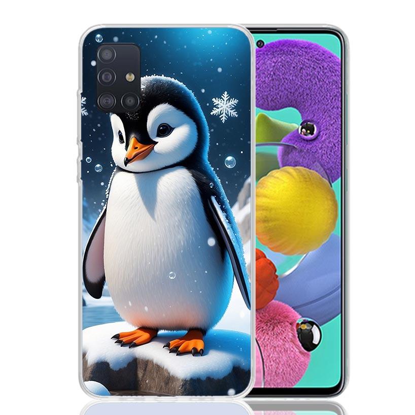 Penguins Love At The North Pole Phone Case For Samsung Galaxy A52 A32 A22 A12 A02S A50S A30S A51 A31 AA71 Note 20 Ultra 10 S10 P
