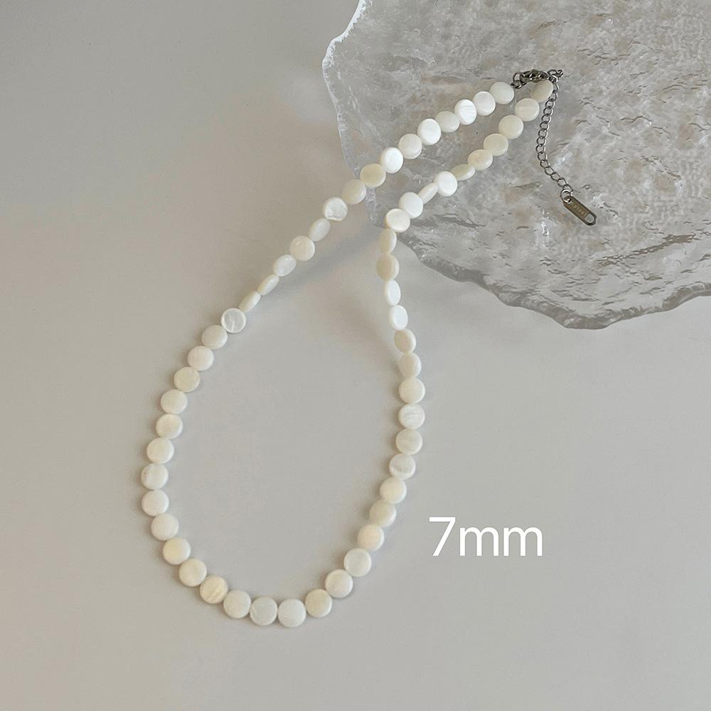 Simple Niche Design Natural Shell Disc Necklace Women Ins Vacation Beach Wind Versatile Collarbone Chain Accessories