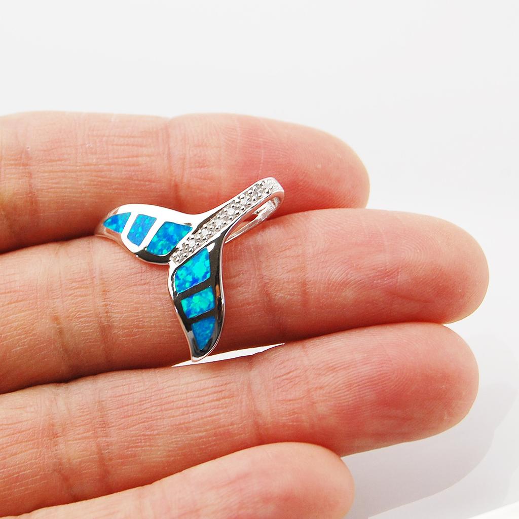 [Breezy Island] Hawaiian Jewelry Pendant Top - Whale Tail - A lucky charm with the beautiful sparkle of opal that brings good fortune.
