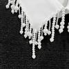 Elegant Pearls Beaded Bib Faux Collar Half Shirt for Women Lapel False Collar Detachable Collar Neckline Choker Necklace
