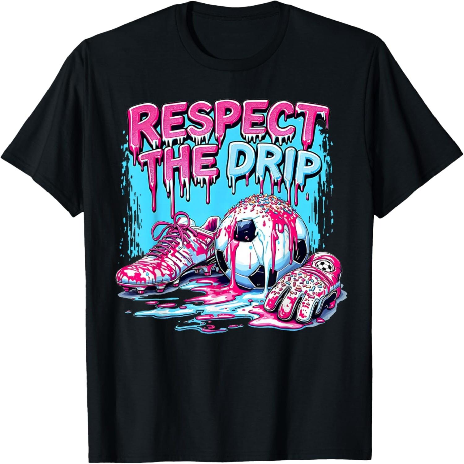 Soccer Ice Cream Sprinkles Theme Youth Respect The Drip Kids T-Shirt S