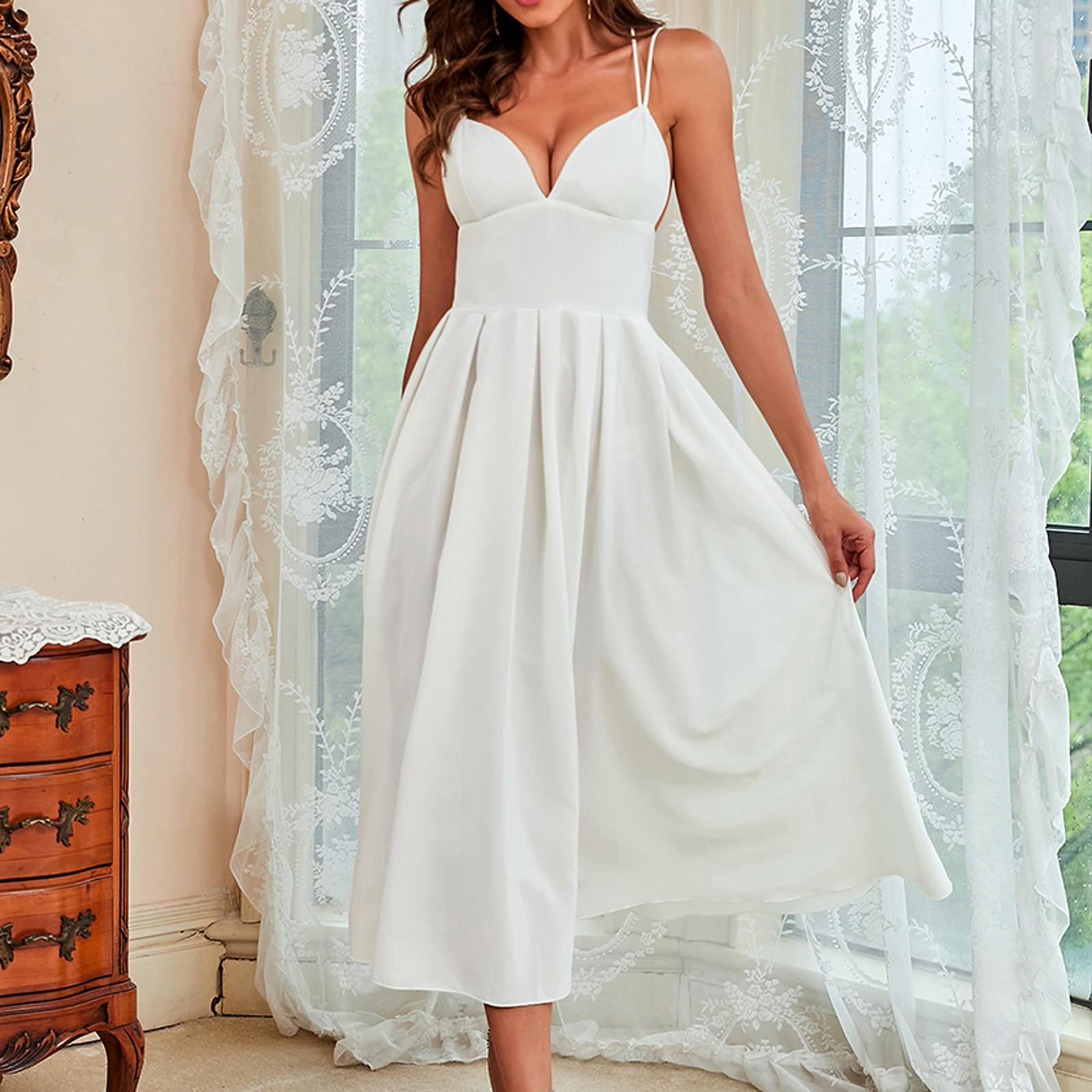 

Женское сексуальное платье без рукавов с открытой спиной и поясом с блестками, коктейльное платье для выпускного вечера S белый