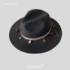 2025 New Fashion Bohemia Style Vacation Straw Hat Women Beach Grassland Travel Retro Cowboy Sun Hat Women's Wide Brim Panama