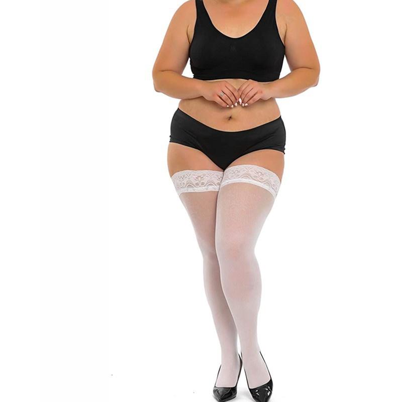 Plus Size Stocking Sexy Lace Thigh High Knee Stockings Lingerie Women Transparent Elastic Socks Leggings Nylon Temptation Medias