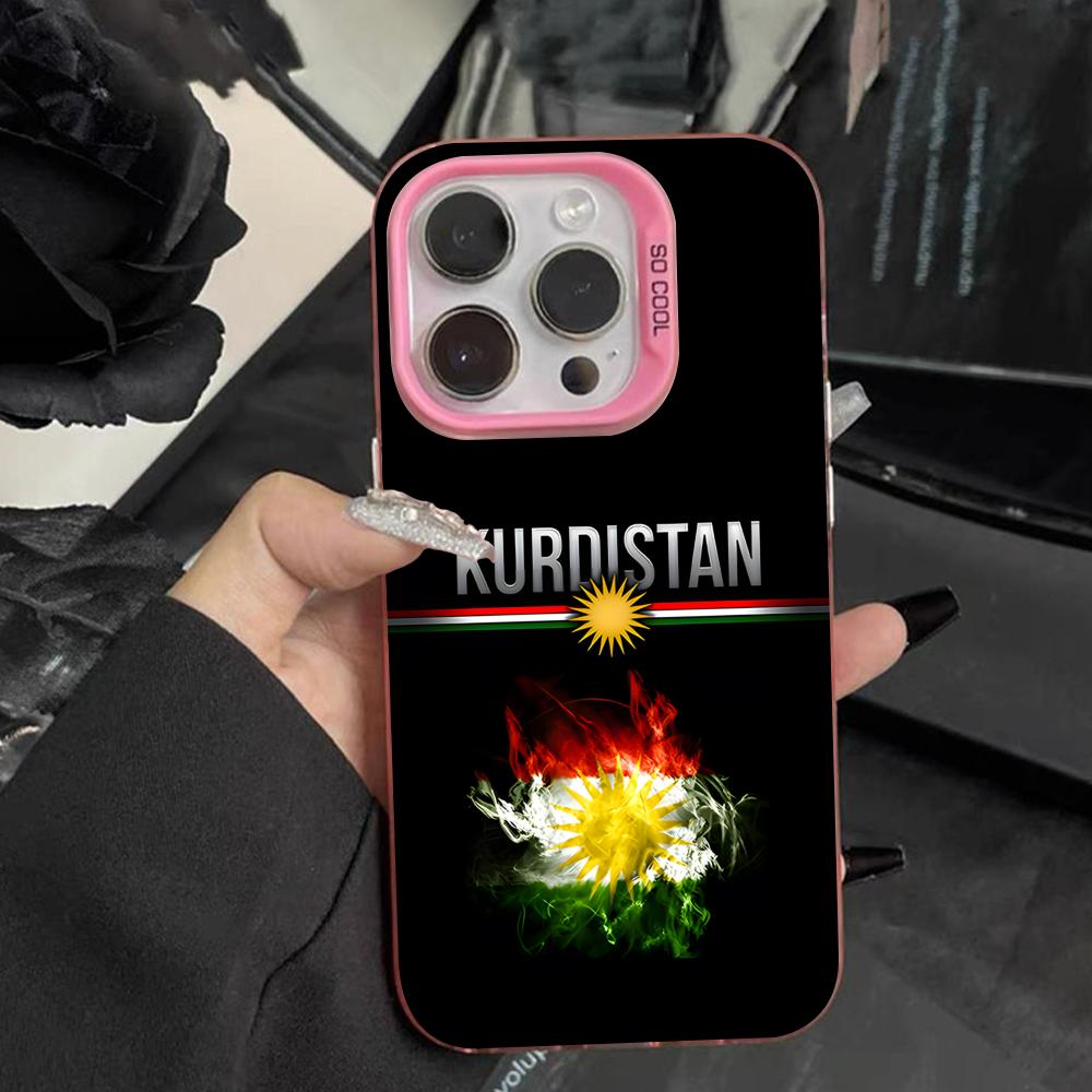 Kurdistan Flag Pink Translucent Mobile Phone Case for iPhone 17 16 15 14 13 12 11 X XR XS Air Pro Max Plus Colorful Cover