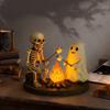 Skeleton Ghost Bonfire Night Lamp Halloween Roasting Marshmallow Ghost Statue Fake Campfire Lamp Home Bedroom Decoration