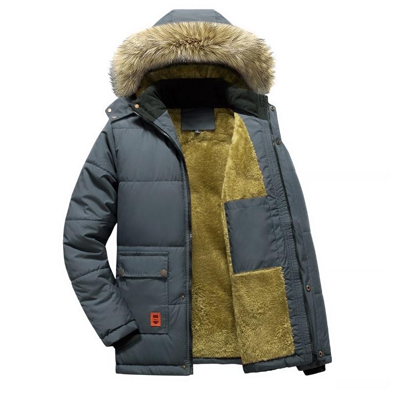 

Мужская зимняя куртка с капюшоном, водоотталкивающая, ветрозащитная, утепленная парка, пальто на молнии, на подкладке из шерпы, длинные куртки, флисовые термопальто, верхняя одежда для мужчин 5XL серо голубой