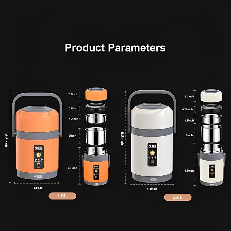 USB Elektrický vyhřívaný obědový box přenosný Termální bento 304 nerezová ocel utěsněná Ohřívač teplých jídel Nádoba pro auto kancelář školu