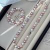 10mm Vintage Haute Qualité Haute Brillance Maillard Rose Chaud Violet Perle Synthétique Collier Chaîne de Pull
