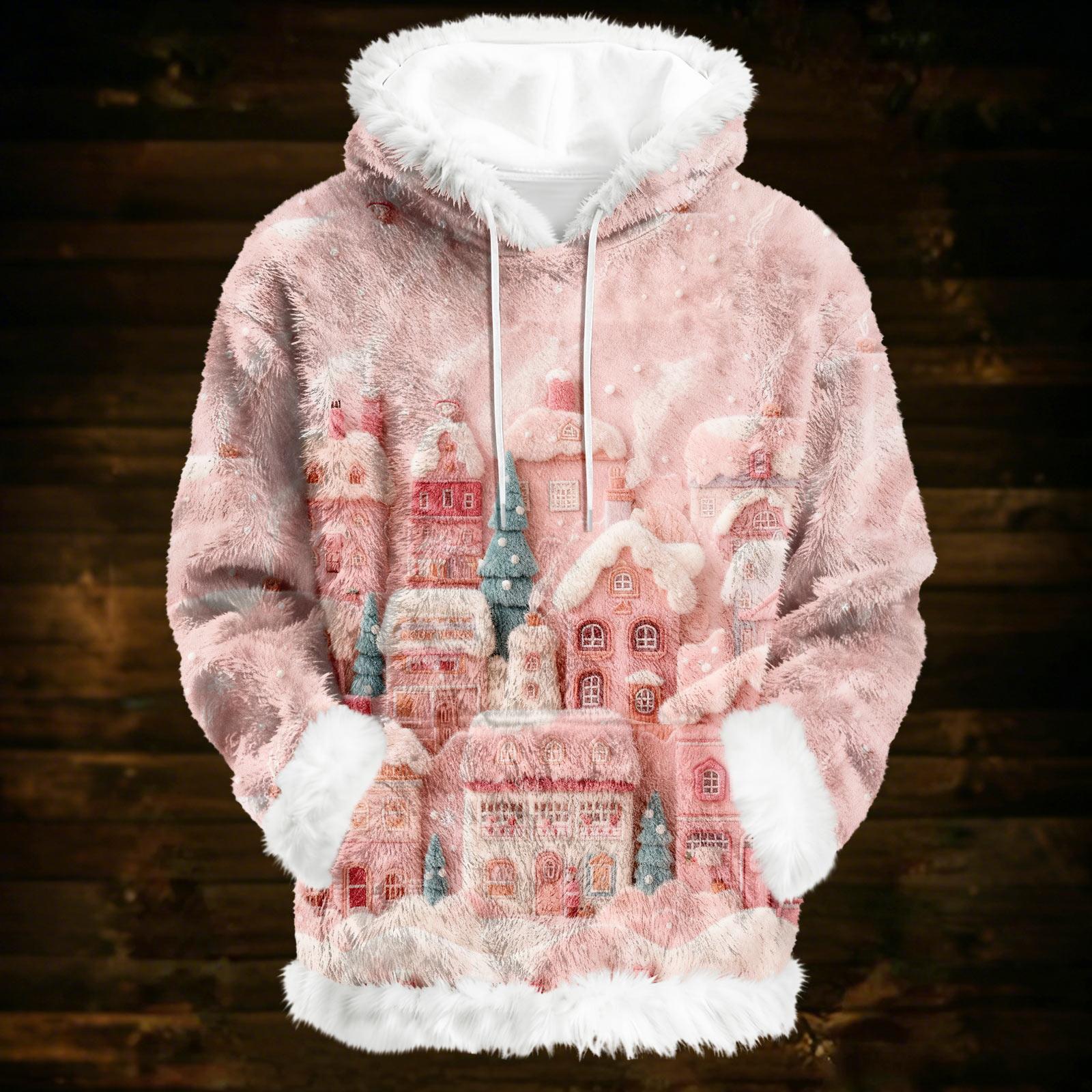 

Худі для жінок оверсайз зимові плюшеві милі світшоти пуловер модний осінньо-зимовий одяг S рожевий