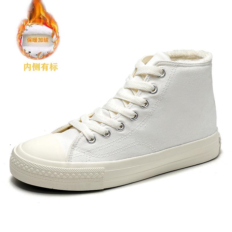 Men's Shoes Velvet Canvas Shoes Men's Autumn and Winter New Versatile Warm Two Cotton Shoes Men's Casual Board Shoes