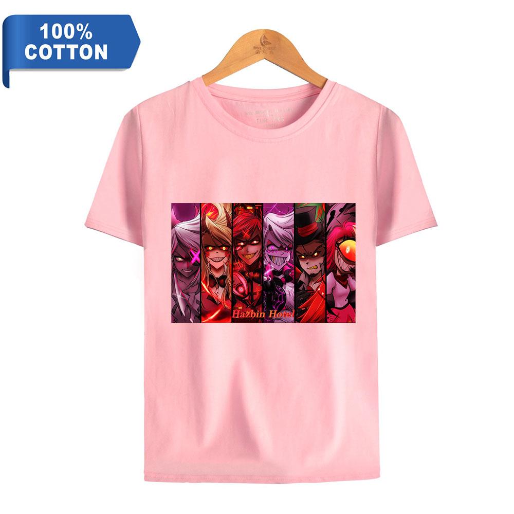 

Аниме Футболки Hazbin Hotel Харадзюку Винтаж 2023 Новая Хлопковая Футболка для Мужчин Хип-Хоп Уличная Одежда Оверсайз Футболка XXS розовый