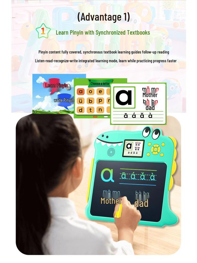 Smart Kids' LCD Writing Tablet: Pinyin & English Literacy Drawing Board for Early Learning