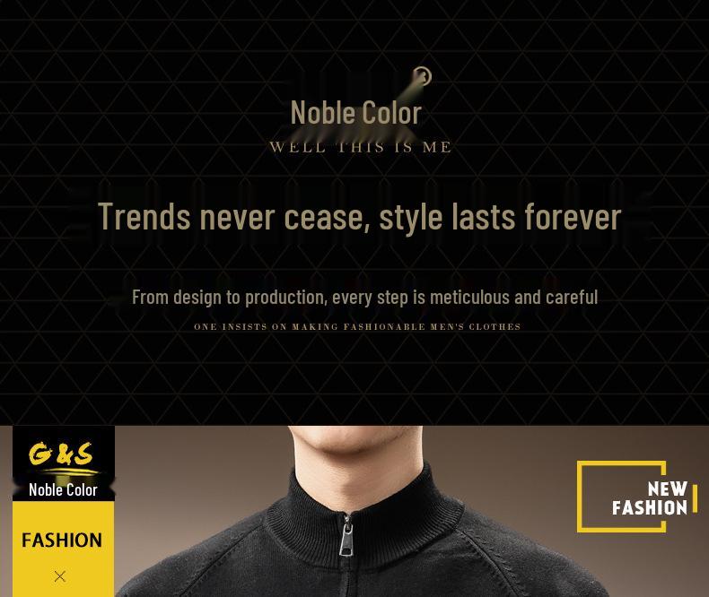 Men's High-End Half-Zip Stand Collar Knit Sweater - Autumn/Winter Korean Style Solid Color Casual Base Layer Top