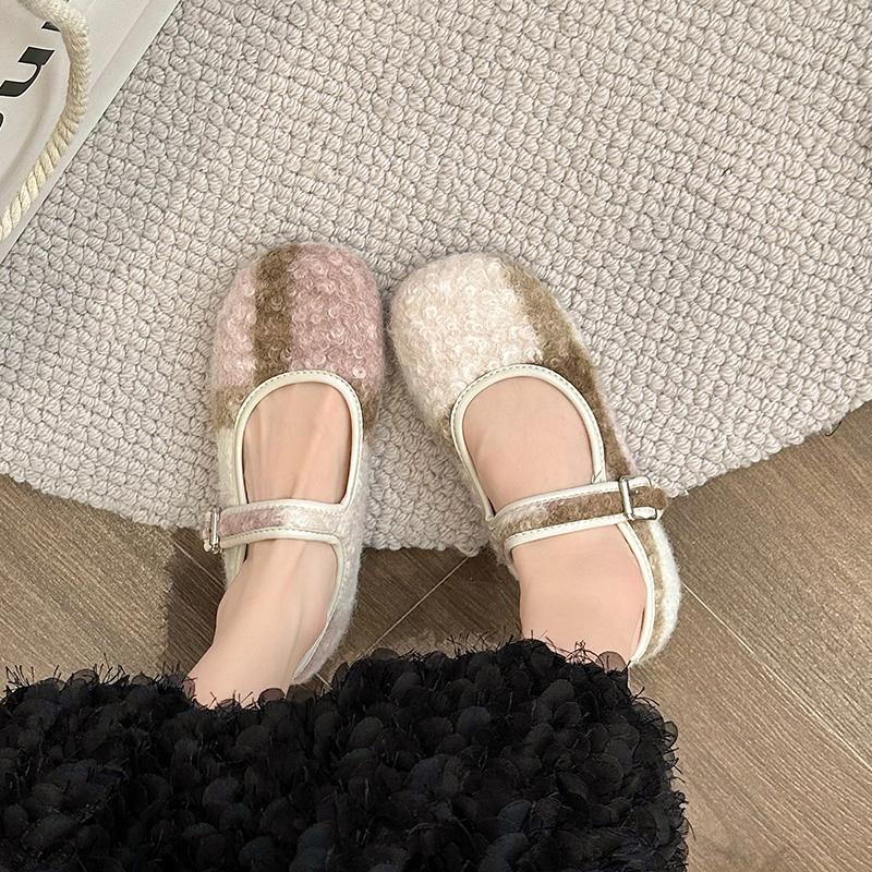 Shoes Female Mary Janes Women's Flats Elegant Dress Flats Women Mixed Colors Round Toe Buckle Strap Soft Bottom Women Shoes