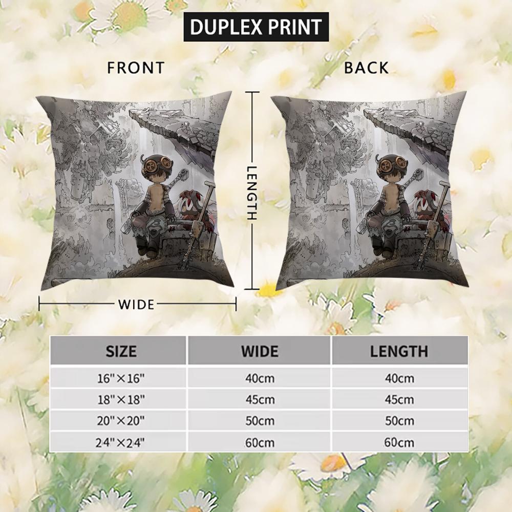 M-Made In Abyss Pillow Case For Car Sofa Decorative Home Double-sided Print Plush Square Throw Pillow Cushion Cover