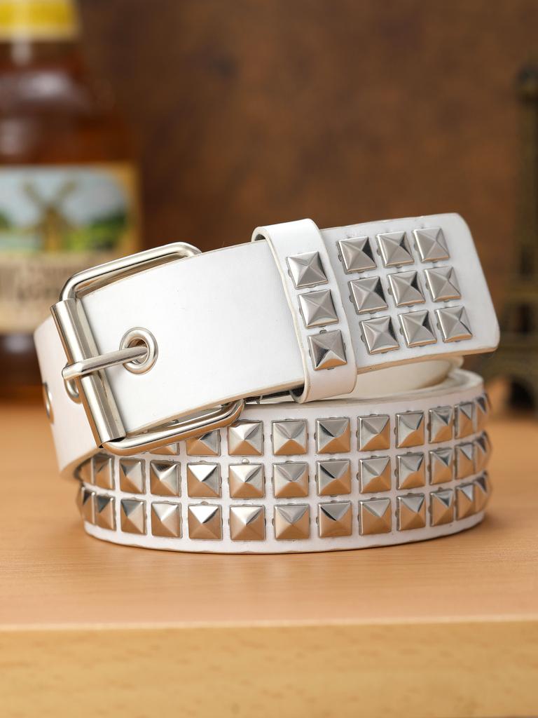 Square Bead Rivet Belt Metal Pyramid Belt Men'S And Women'S Belt Punk Hardware Jeans Belt