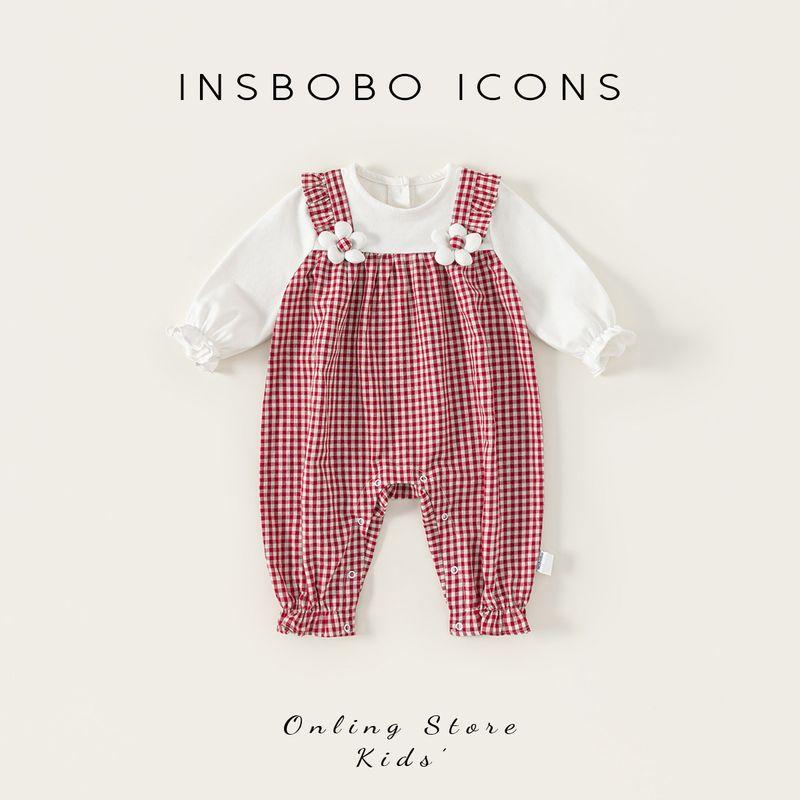 Insbobo Baby Clothes Spring Infant Jumpsuit 2026 New Style Baby Spring and Autumn Outdoor Clothing Trendy Romper Red Rice((Spring and Autumn)) 66