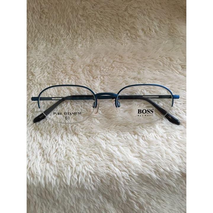 Used New unused BOSS glasses frame half rim pure titanium