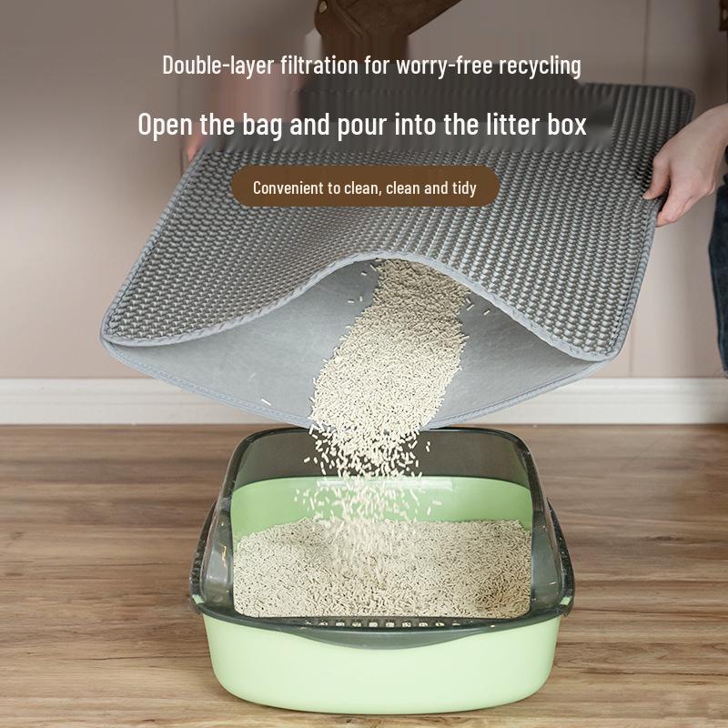 Eva Double-Layer Cat Litter Mat - Anti-Tracking, Washable Pet Mat with Sand Control and Easy Cleaning. 30x30cm