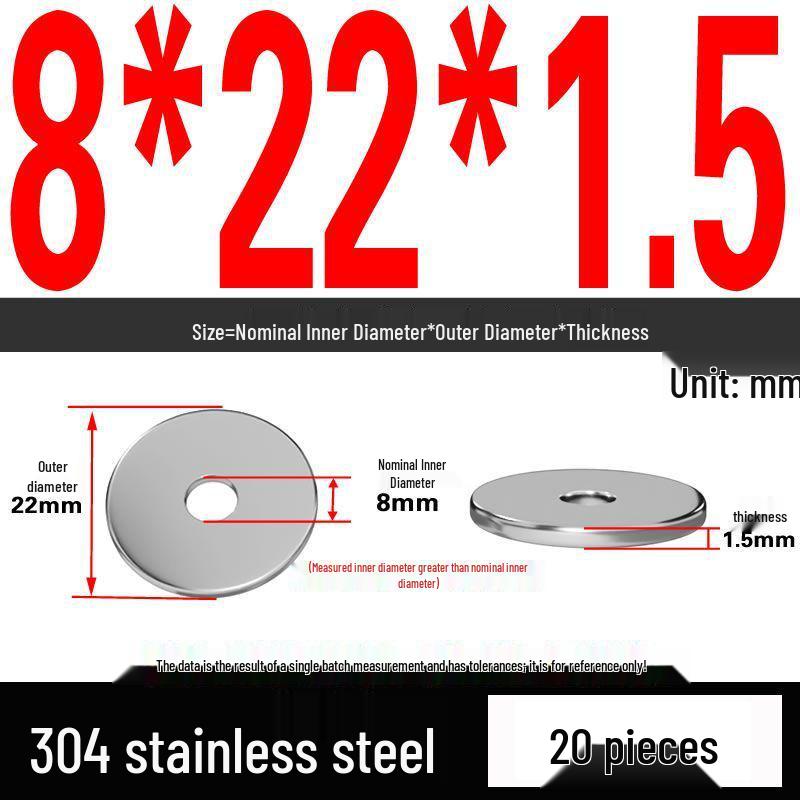Thickened 304 Stainless Steel Flat Washer Spacer (M2-M36)