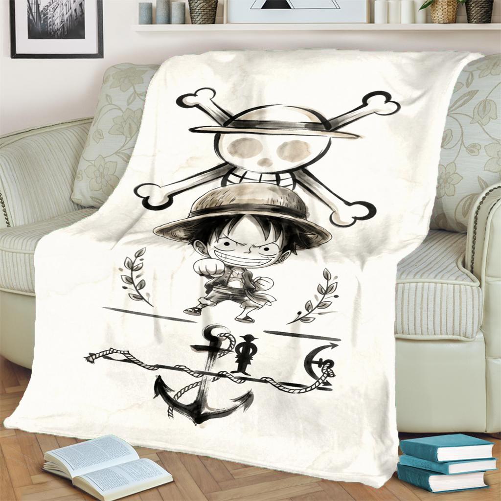 Comfortable Flannel Blanket "ONE PIECE" Print Warm for Sofas, Beds, Chairs and Travel