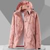 Unisex Winter Windbreaker Smooth Windproof Hooded Long Sleeve Zipper Pocket Zip Up Geometric Print Loose Fall Spring Outdoor Coat Jacket