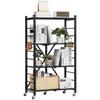 4-Tier Foldable Storage Shelf with Wheels 26 X 13 X 46-inch Metal Shelving