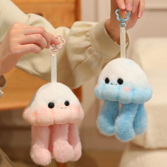 Cute Jellyfish Backpack Keychain, Soft Plush Pendant for Purse, Marine Animal Keyring for Girls Women, Aquarium Souvenir Gift