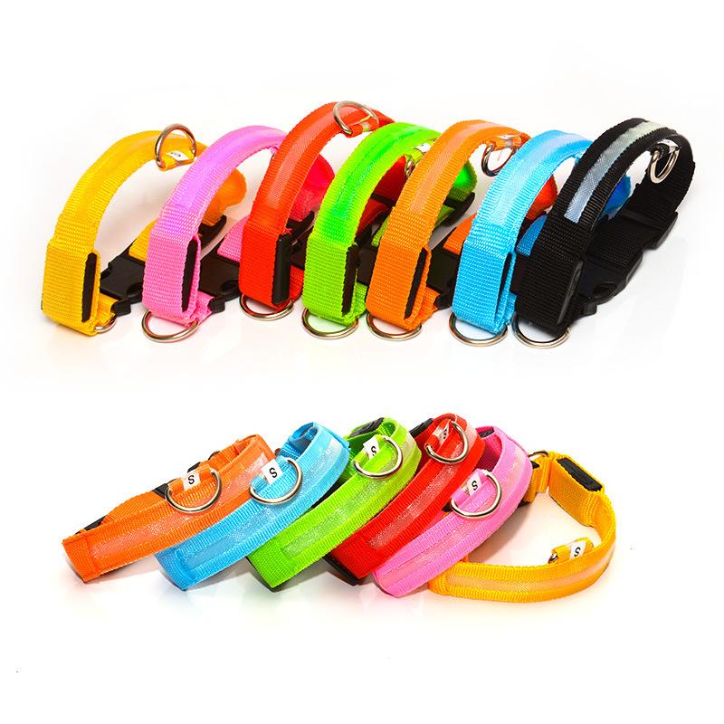 Dog Collar Nylon LED Night Safety Flashing Glow In The Dark Pet Dog Leash Pet Dogs Luminous Fluorescent Dog Accessories Collar