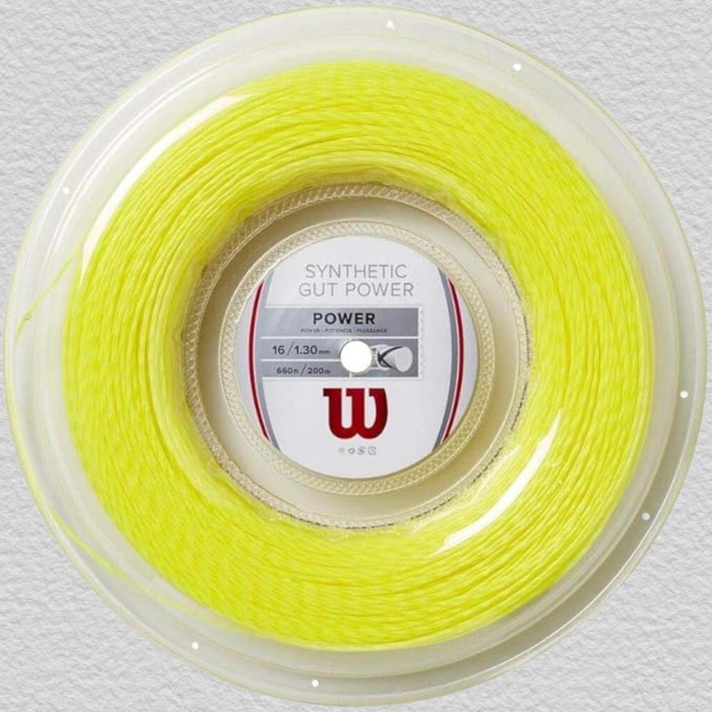 WILSON Sintetinis Gut Power Teniso Stygos - Komplektas ir 200m Ritė, 16 ir 17 Gabaritas